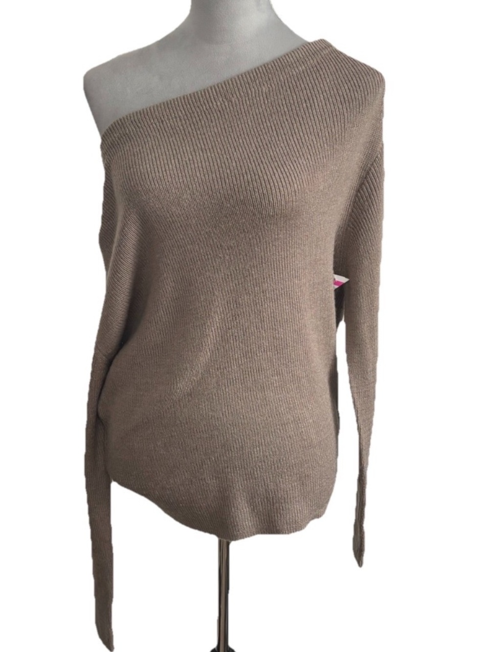 ASTR The Label One Shoulder Long Sleeve 15% Wool Blend Rib Sweater Size: XL